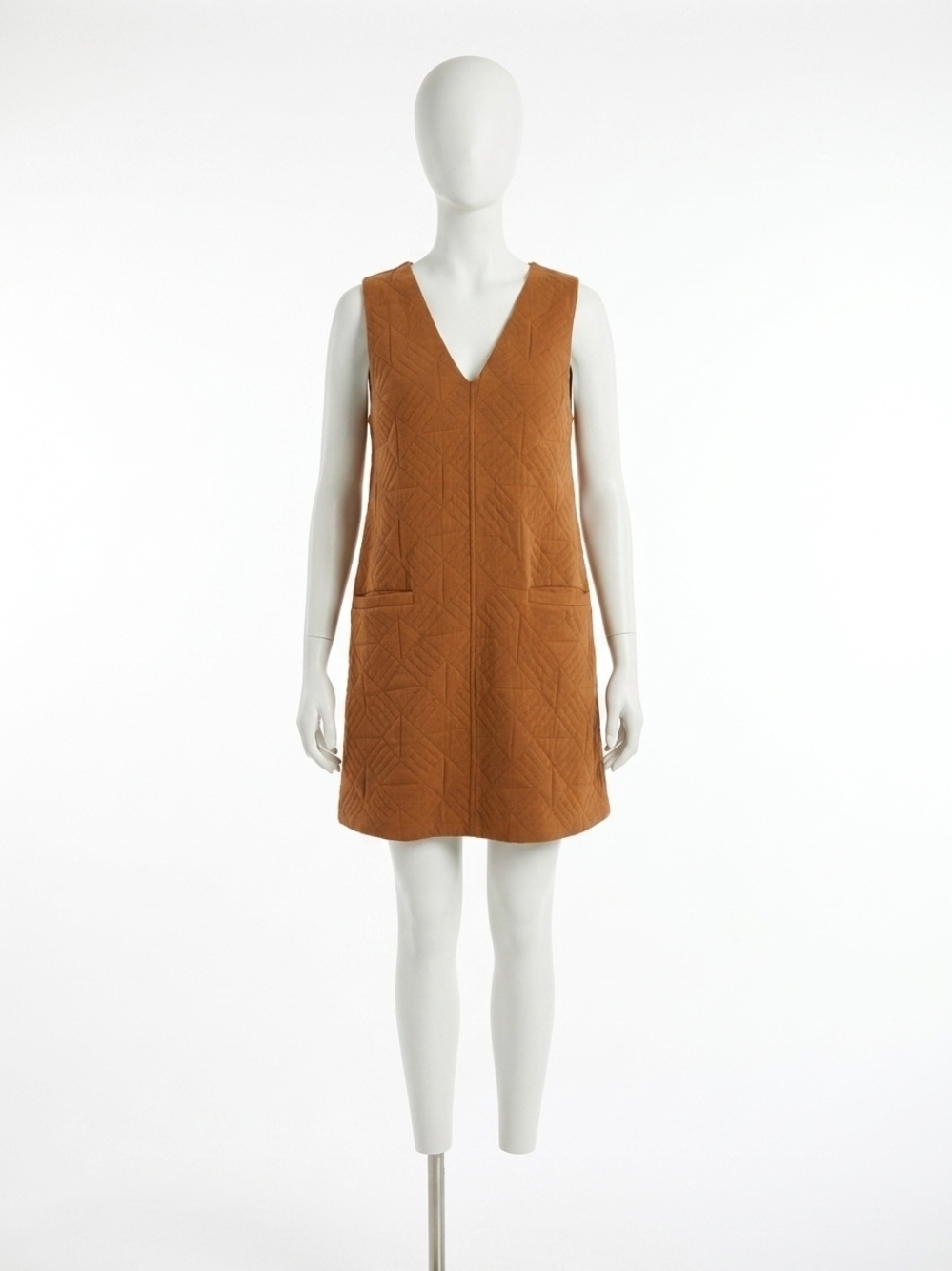 NEW ENTRO women's button quilted dress in camel